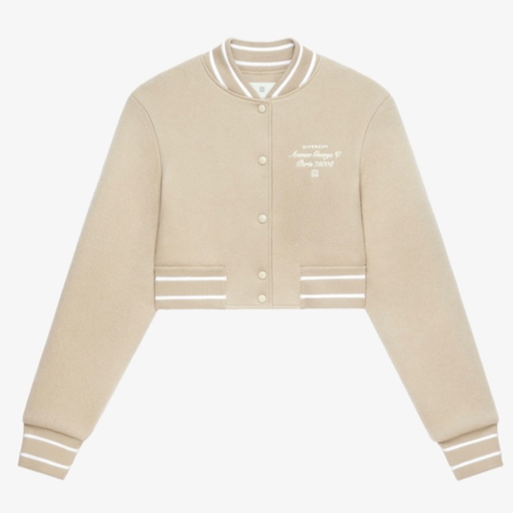 Givenchy Wool Cropped Varsity Bomber Jacket